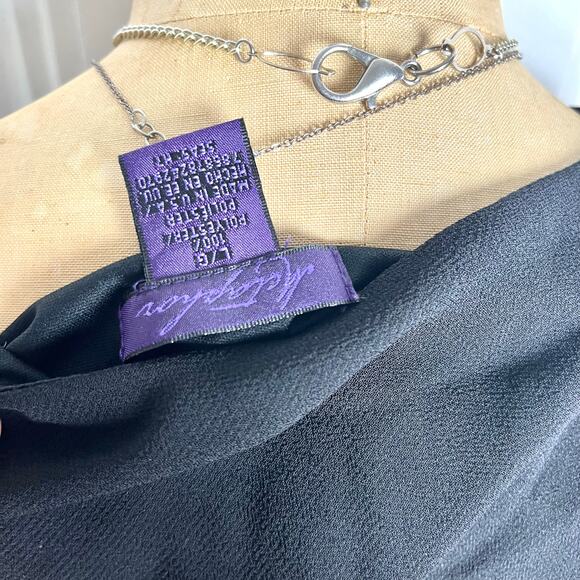 Metaphor Vintage Black Whimsygoth Glam Blouse with Decorated Bedazzled Hem - Picture 7 of 7